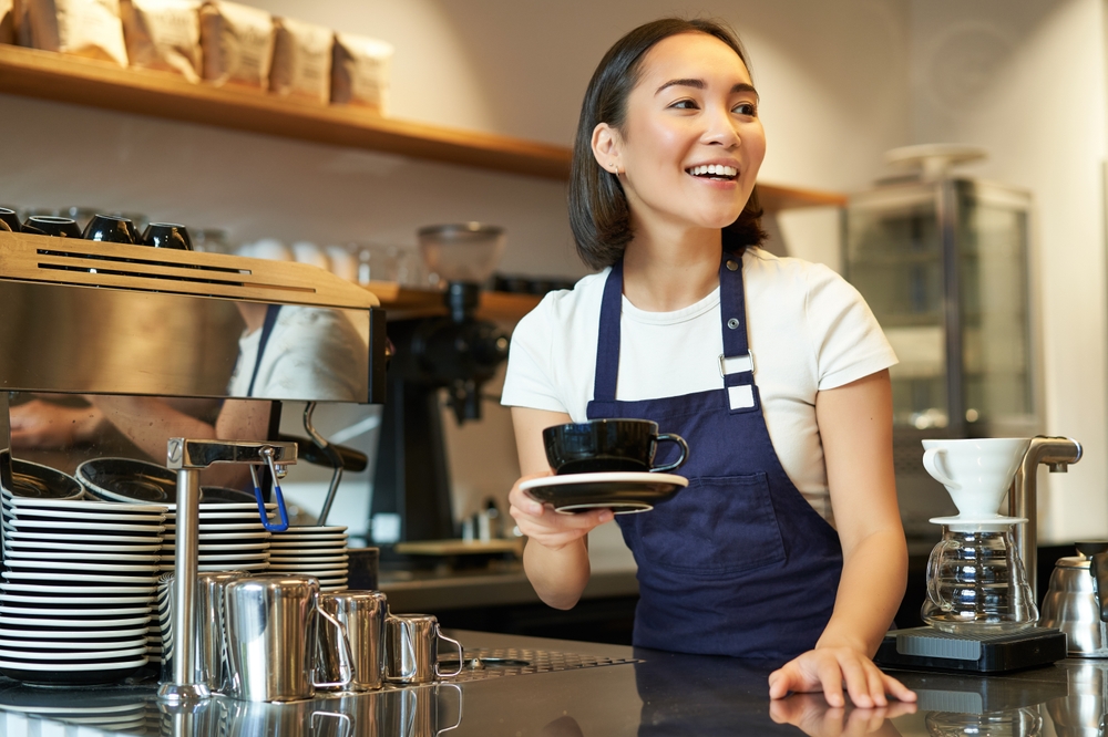 Foreign student working part-time at a cafe in Japan hospitality job with visa support