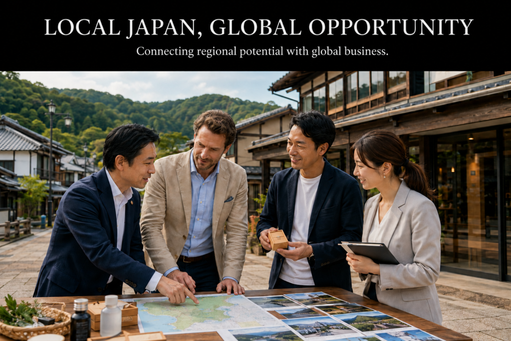 Public–private partnership connecting Japan’s regional products, culture, hospitality, and business opportunities with global markets.